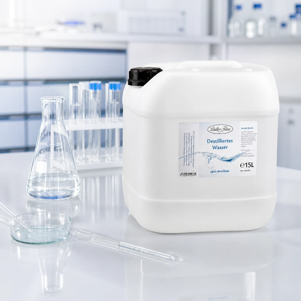 15 liter gedestilleerd water - Aqua dest in blanke premium jerrycan van Doktor Klaus