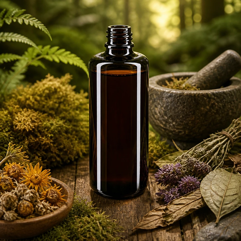 Robuuste druppelfles Orion 50ml Miron van violet glas is bestand tegen UV-straling en behoudt de kwaliteit van het product.