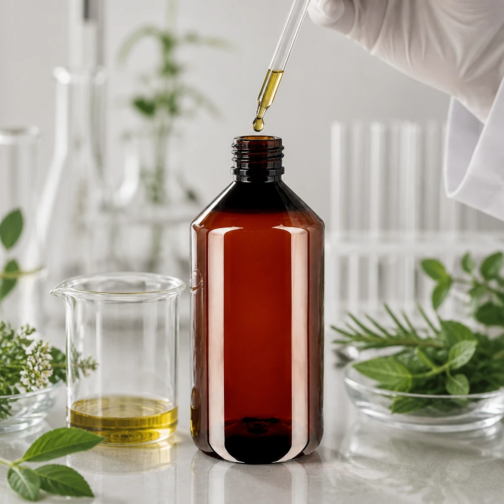 PET fles 750ml met bruine verzegelstop Amberkleurige PET-fles van 750 ml met UV-bescherming en OV-sluiting voor plantenextracten