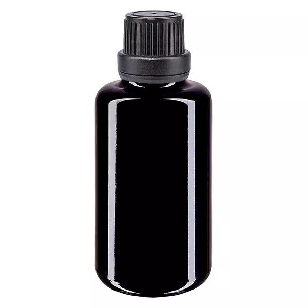 Apothekersfles viol. 30ml druppel v. Pr. 2mm zwart OV Apothekersfles viol. 30ml druppel v. Pr. 2mm zwart OV