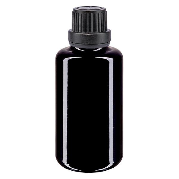 Apothekersfles viol. 30ml druppel v. Pr. 2mm zwart OV Apothekersfles viol. 30ml druppel v. Pr. 2mm zwart OV