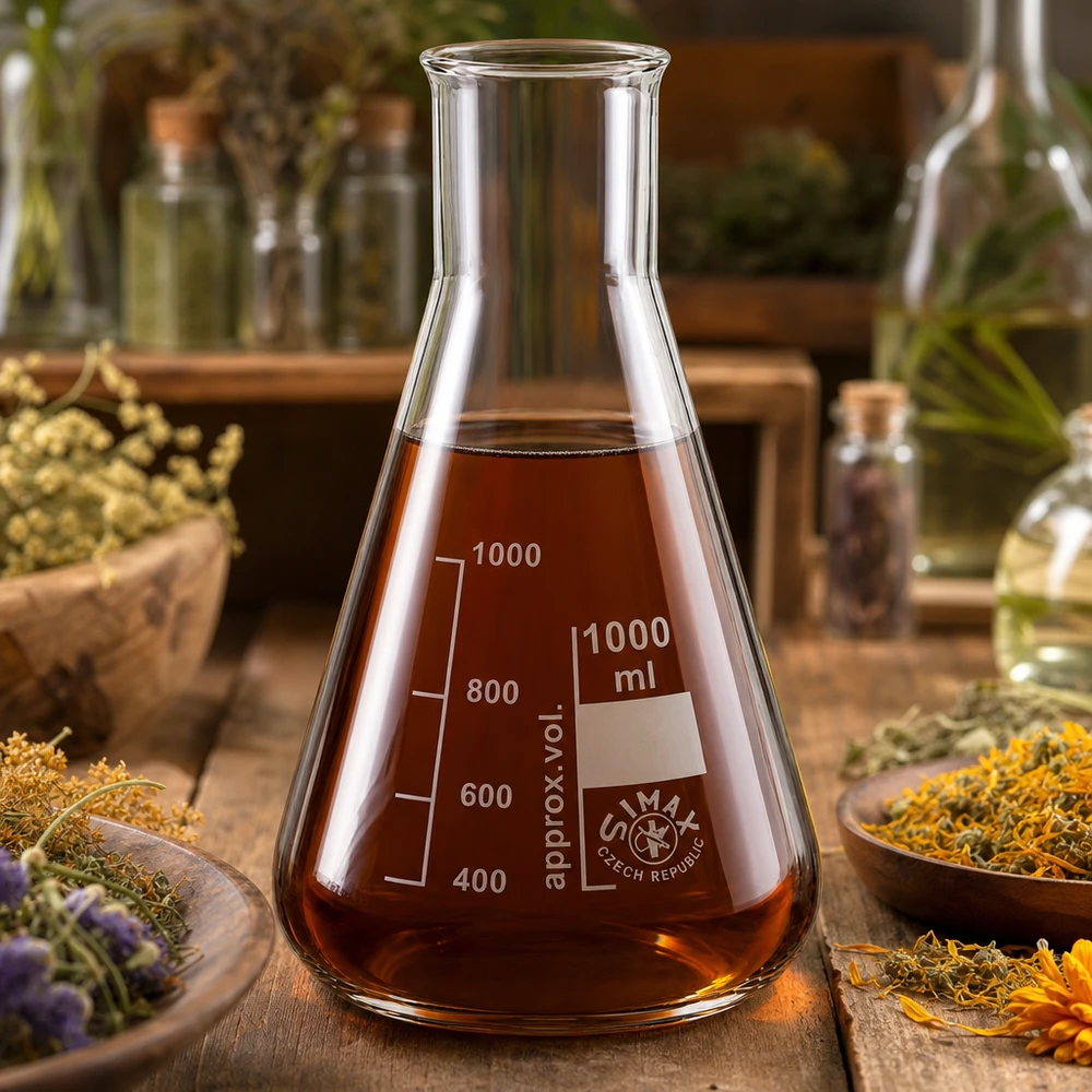 Erlenmeyer 1000ml wijde hals borosilicaat met afgeronde rand