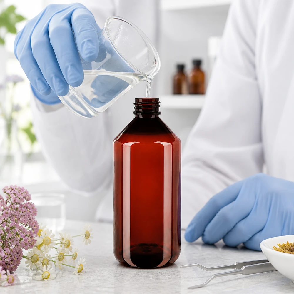 Lichtdichte PET-fles van 750 ml voor farmaceutische vloeistoffen en extracten