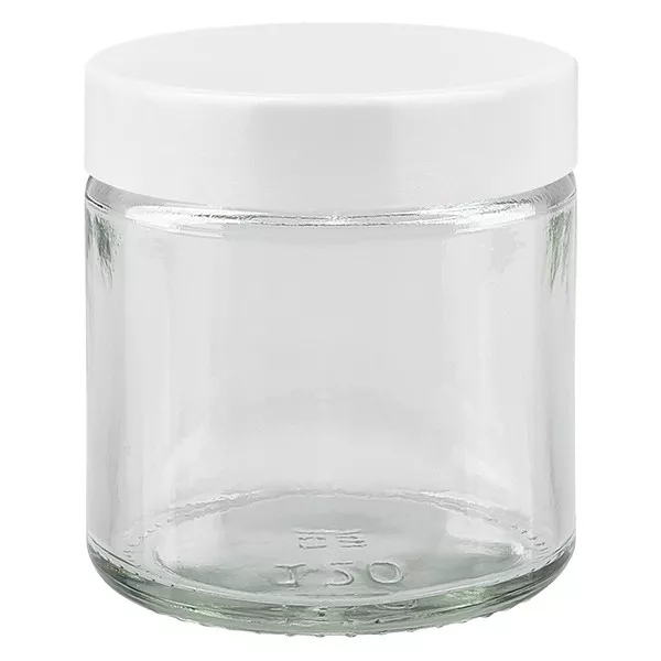 120ml helder glazen potje met wit bakelieten deksel ApoGlas
