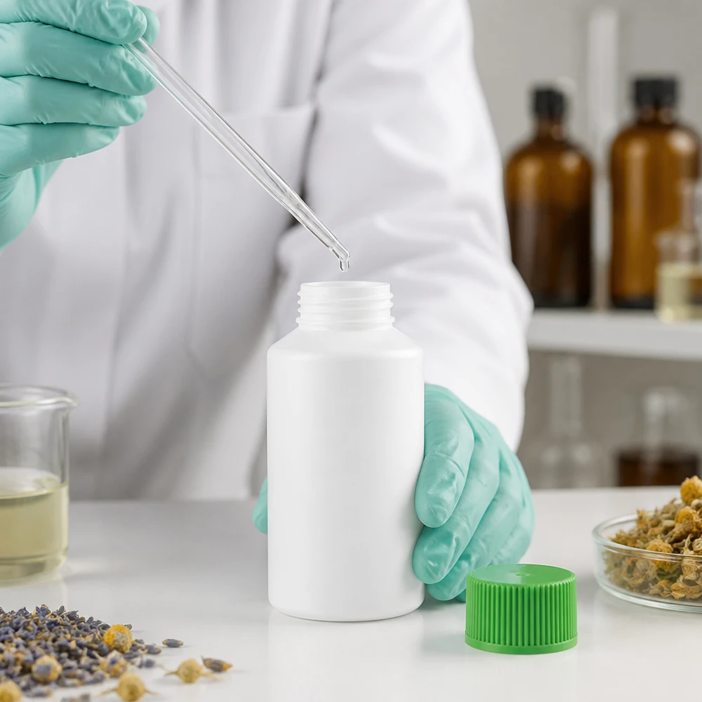 PET cilinderfles 50ml wit met schroefsluiting groen Witte HDPE-apotheekfles van 50 ml met groene schroefdop en pipetvulling