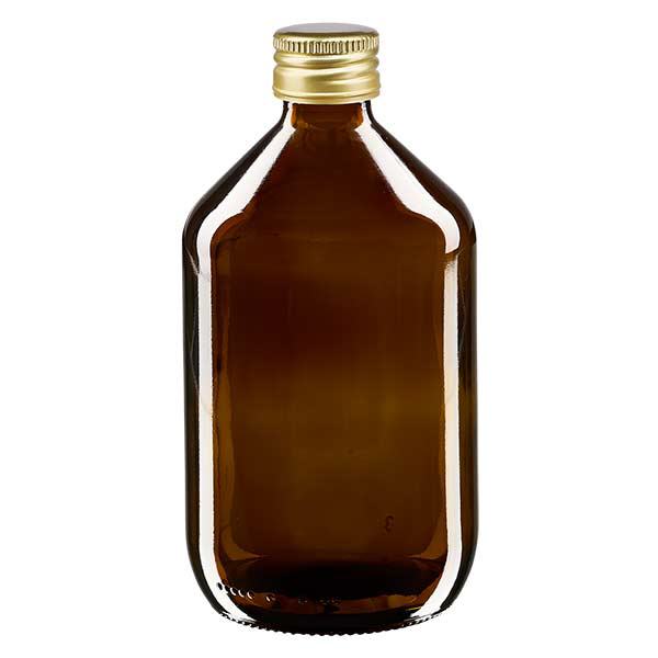 500 ml Euro-medicijnfles bruin met gouden aluminium sluiting 500 ml Euro-medicijnfles bruin met gouden aluminium sluiting