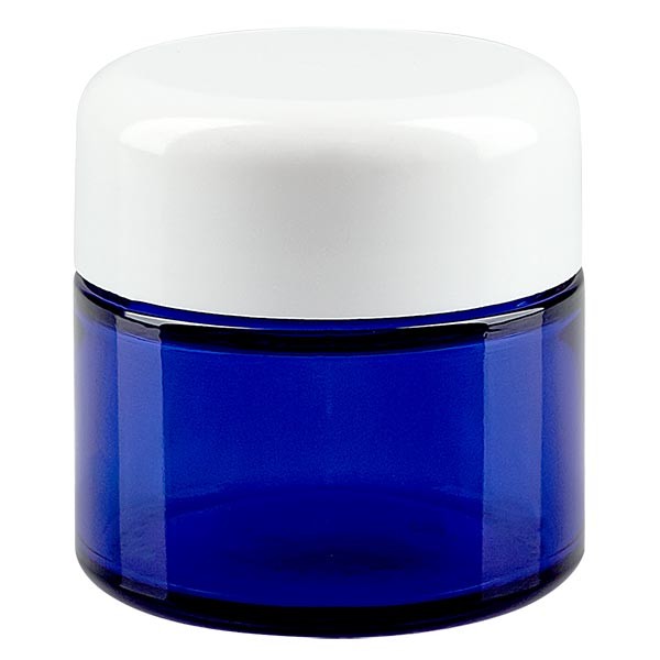 Glazen pot 50ml royalblauw, zonder sluiting Glazen pot 50ml royalblauw, zonder sluiting