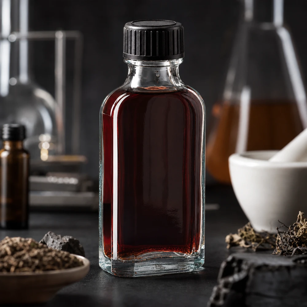 50 ml Meplat-schroeffles, transparant, voor tincturen en kruidenextracten, met een veilige kunststof dop