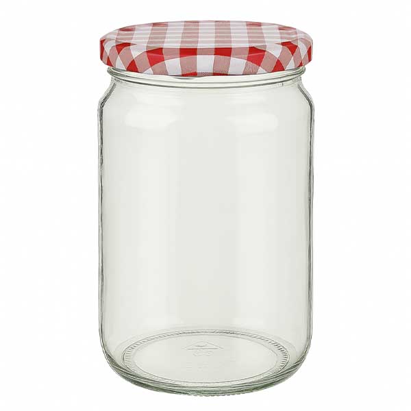 795ml rond glas met BasicSeal deksel rood/wit UNiTWIST