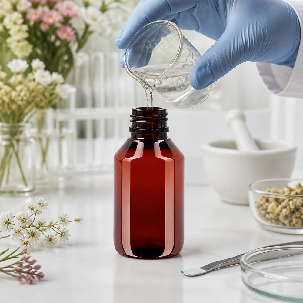 PET-fles 50ml met zwarte spuitdop OV 50ml PET Rundflasche braun mit schwarzem Spritzverschluss OV für Heilpflanzenöle