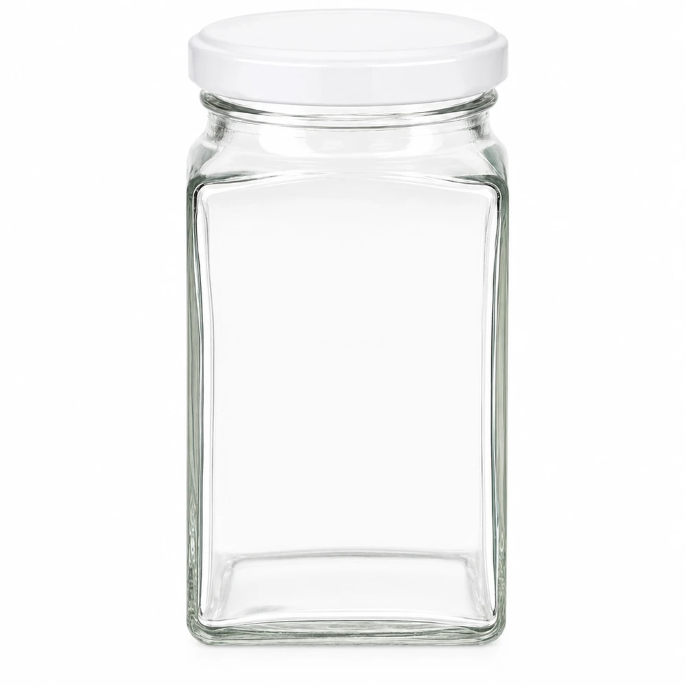 260ml tetra potje met wit BasicSeal deksel leeg vierkant potje voor voedsel opslag potje