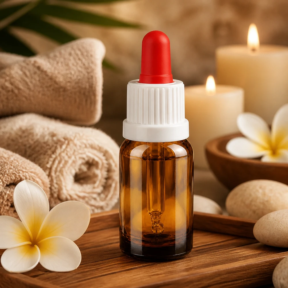 Klein pipetflesje van 10 ml in bruin glas, ideaal voor cosmetica en aromatherapie