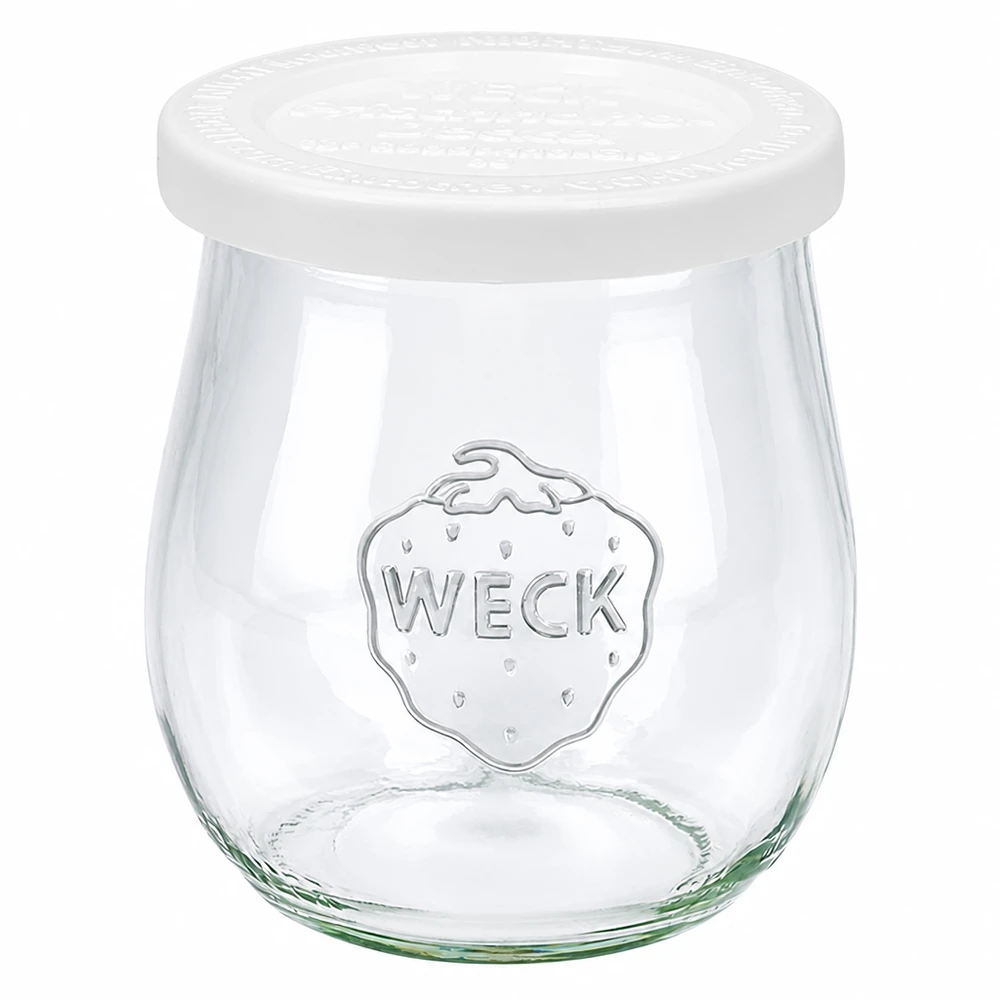 Tulpenpot van 220 ml met vershouddeksel WECK RR60 WECK tulpenpot 220ml met wit vershouddeksel RR60 - glazen inmaakpot voor inmaken en bewaren