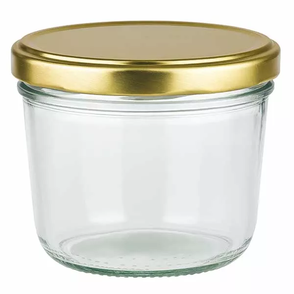 230ml bekers met BasicSeal deksel goud UNiTWIST 230ml mason jar met gouden BasicSeal deksel UNiTWIST - lege mason jar met glazen schroefdeksel