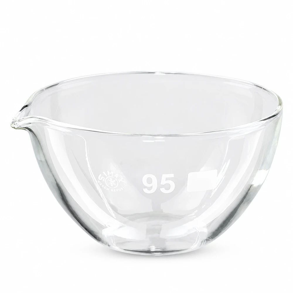 Verdampingsschaaltje van laboratoriumglas ø95mm met schenktuit 170ml transparant borosilicaat
