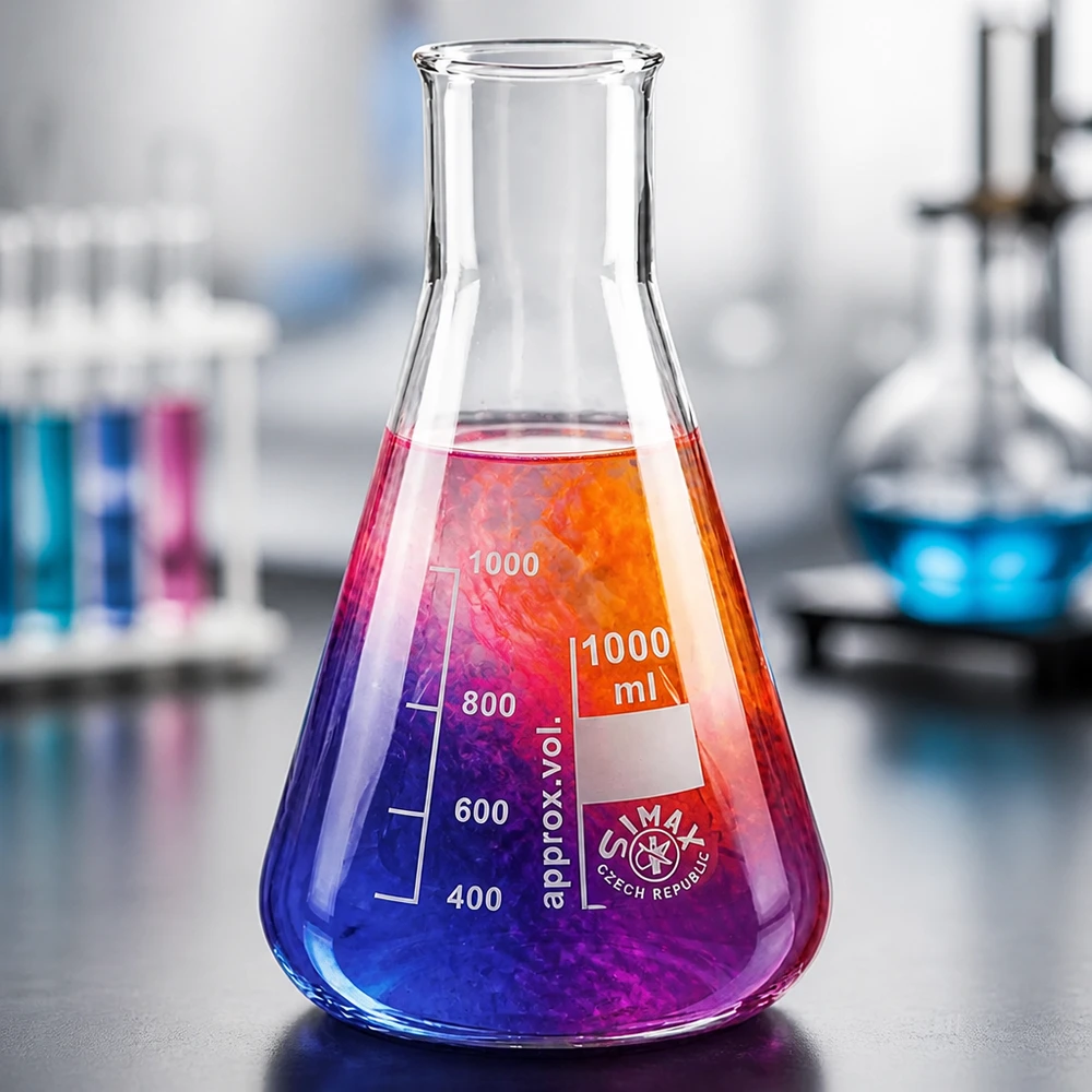 Erlenmeyer 300ml wijde hals borosilicaat met afgeronde rand Erlenmeyer 300ml wijde hals borosilicaat met afgeronde rand