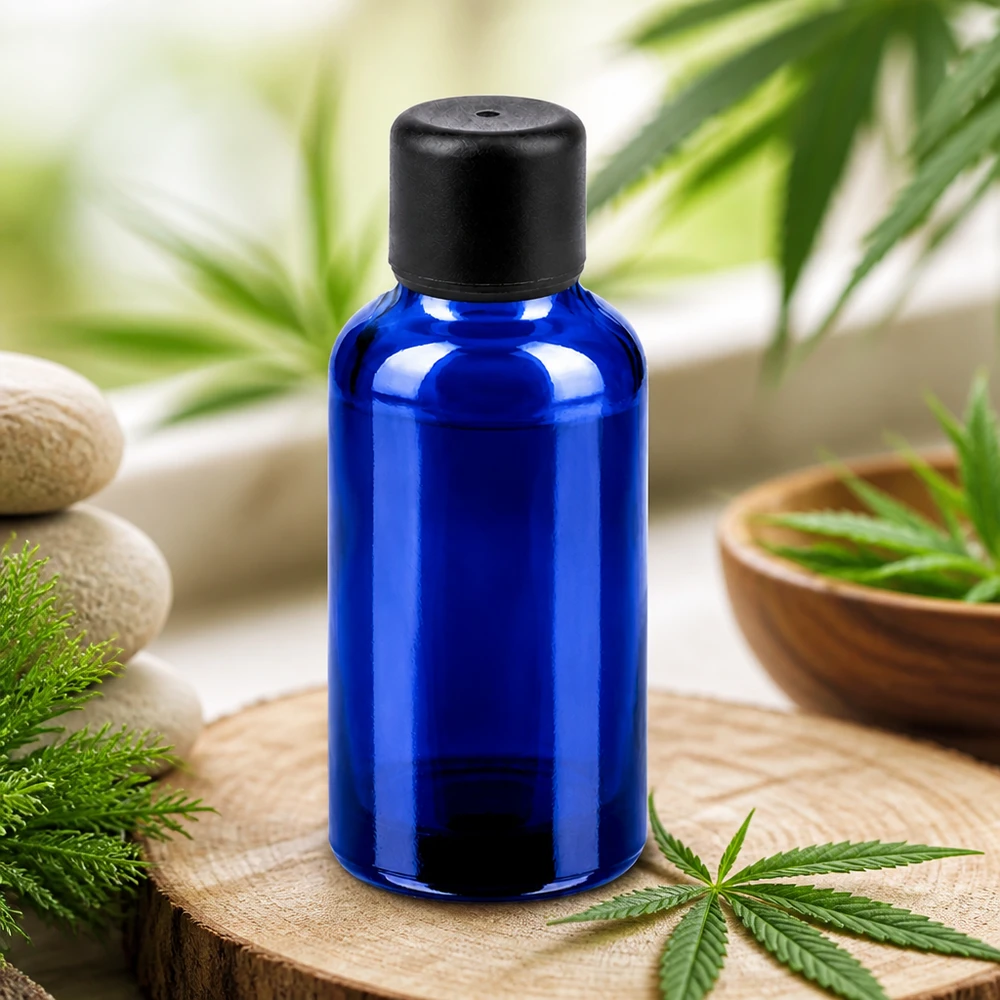 Handig amberkleurig glazen flesje van 30 ml, blauw getint, ideaal voor doe-het-zelfcosmetica en mengsels