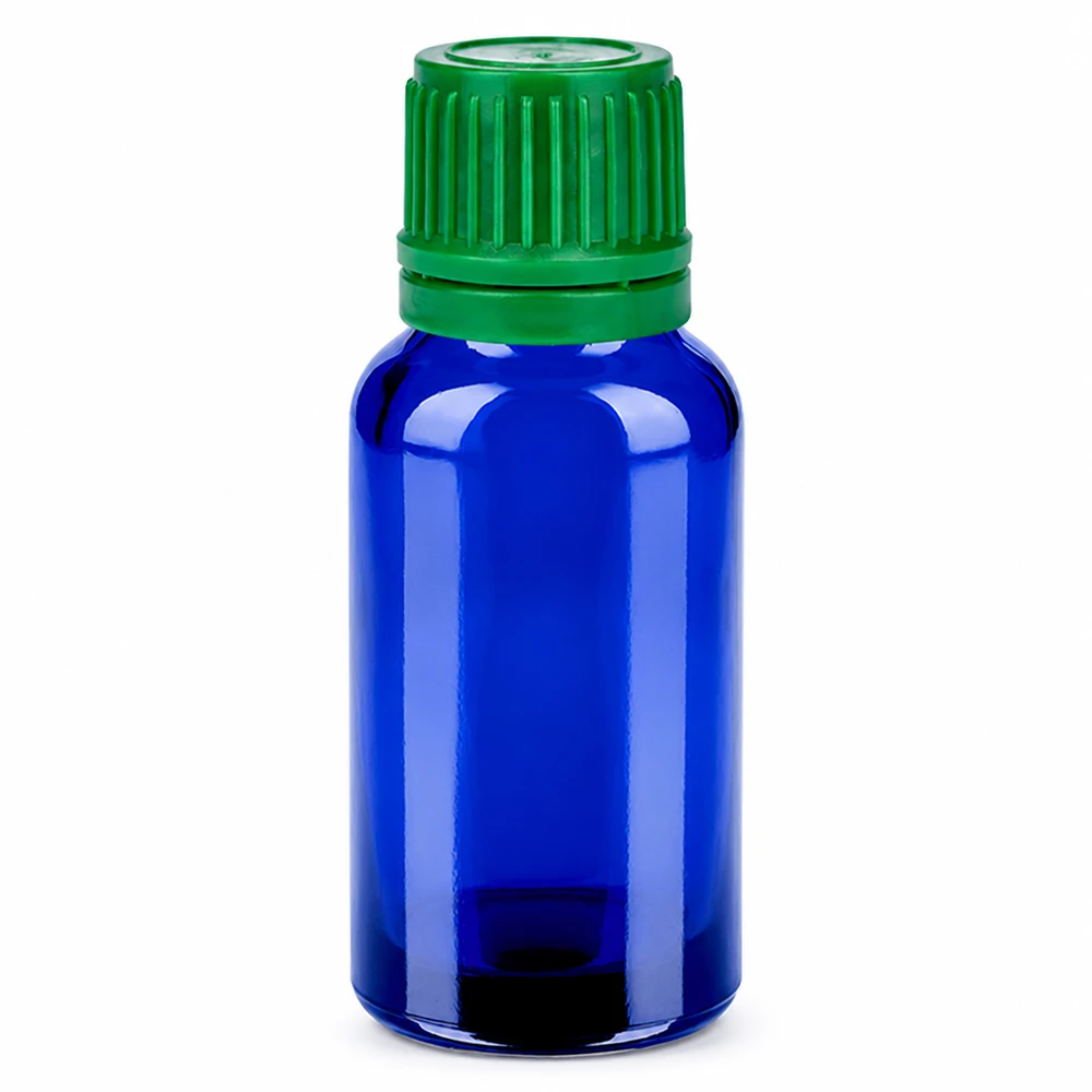 Druppelfles 20ml in helder blauw, ideaal voor het nauwkeurig doseren van vloeistoffen