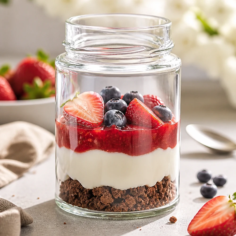 Stevig voedselglas van 202 ml, geschikt voor desserts, jam en smeersels