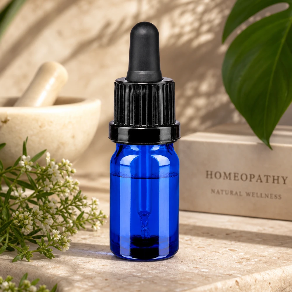 Robuuste glazen fles 5ml met druppelaar voor aromatherapietoepassingen OV BlueLine UT18/5