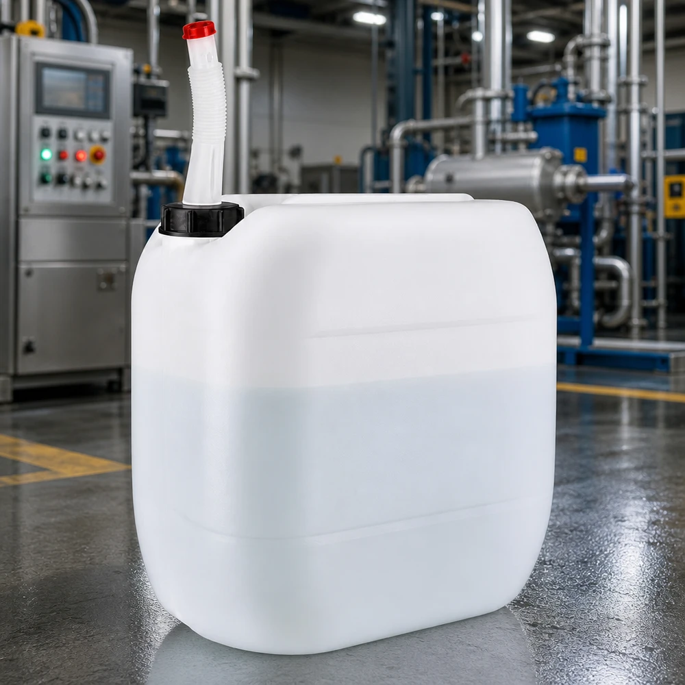Stevige transportkanister van 30 liter met flexibele uitloopbuis en veilige schroefdop