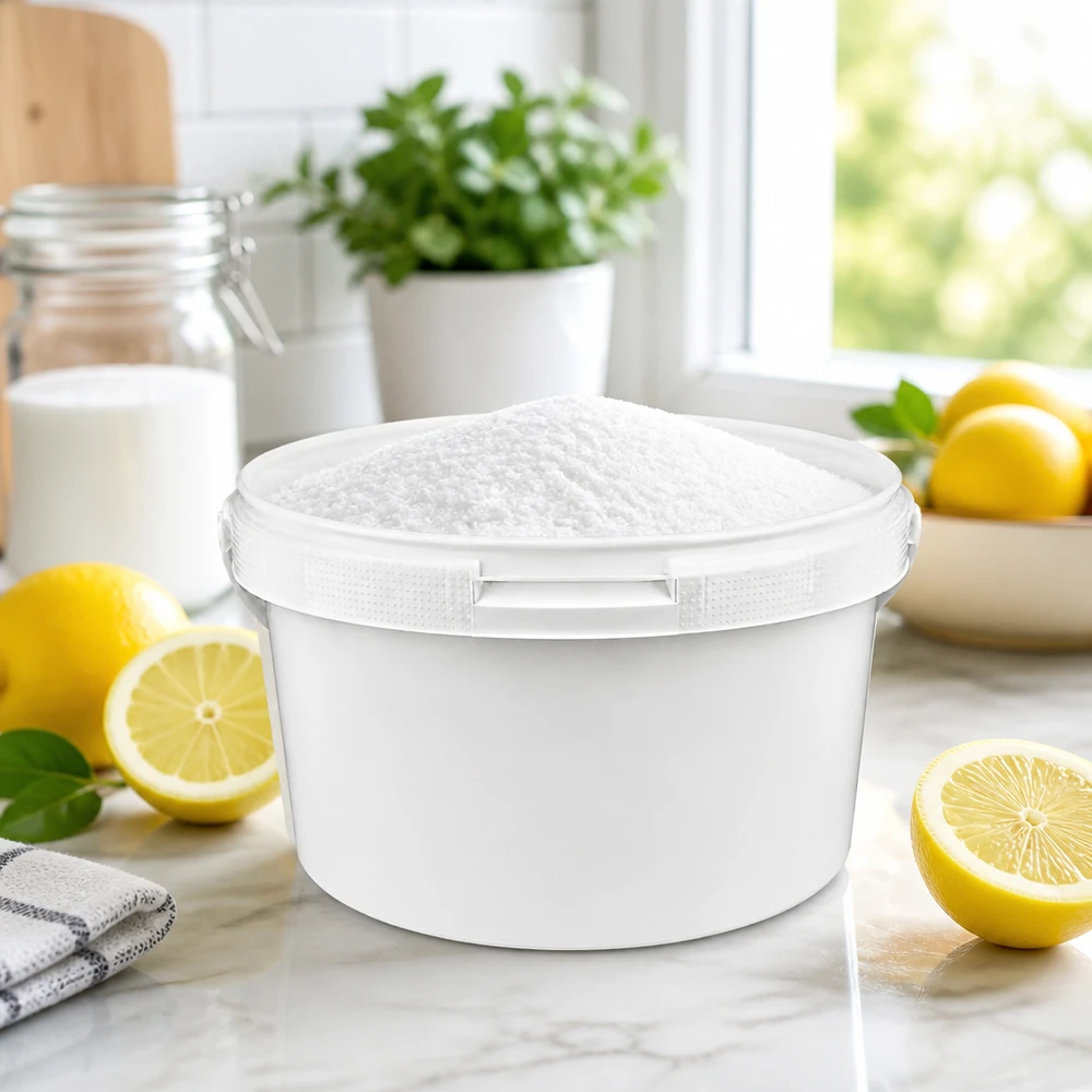 Veelzijdige emmer van 3,5 l, wit, van PP, geschikt voor het bewaren van poeder en levensmiddelen