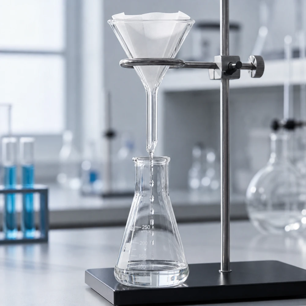 Precisie glazen trechter 45 mm met een hoek van 60 graden voor efficiënt filteren in het laboratorium en de keuken