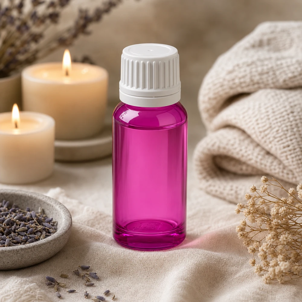 Professionele 20ml apothekersfles van violet glas met hygiënische schroefdop