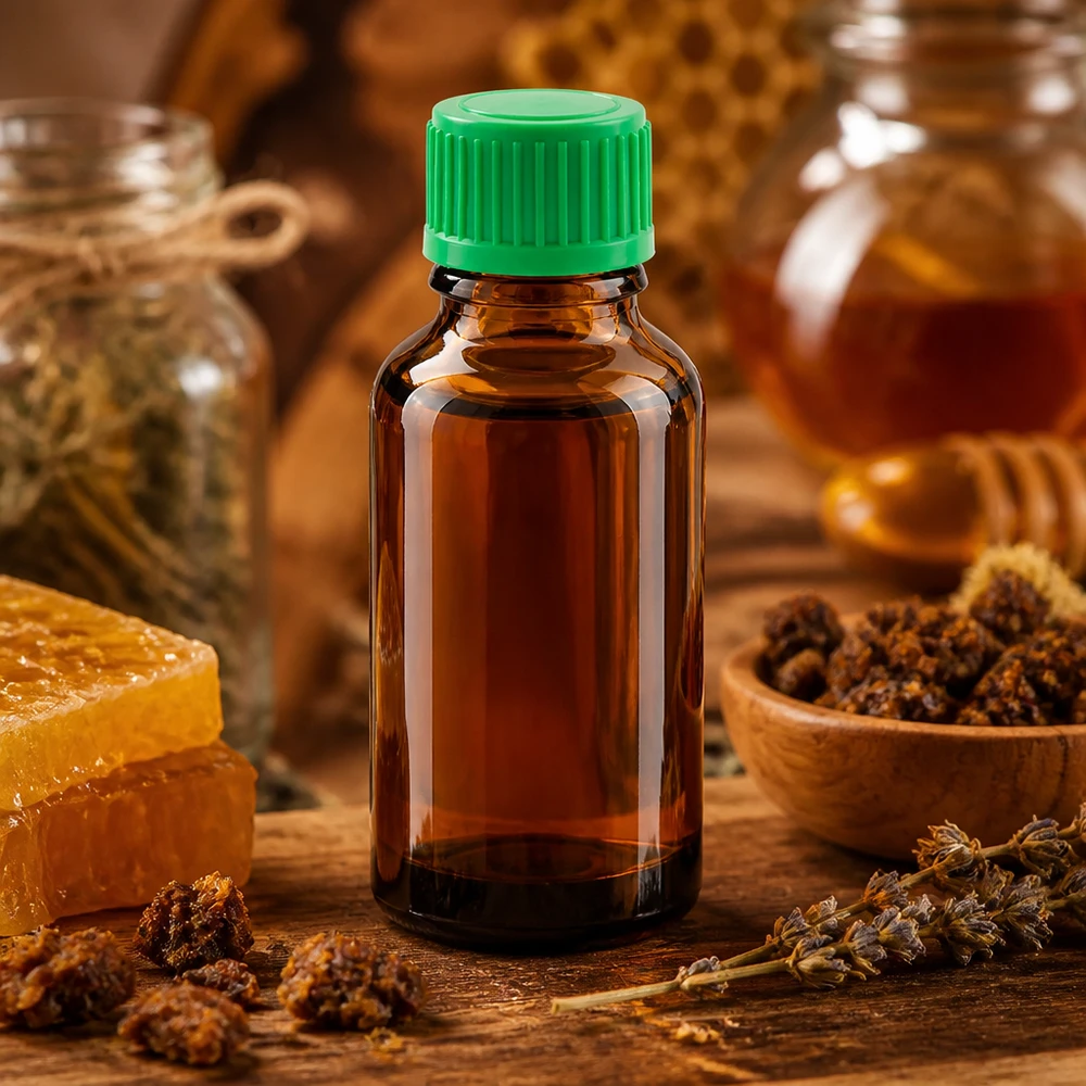 Handige apothekersfles 30ml gemaakt van UV-beschermend amberkleurig glas met groene druppeldop