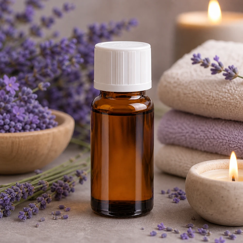 Apothekersflesje van bruin glas, standaard 10 ml, met witte kindveilige sluiting, natuurlijke cosmetica