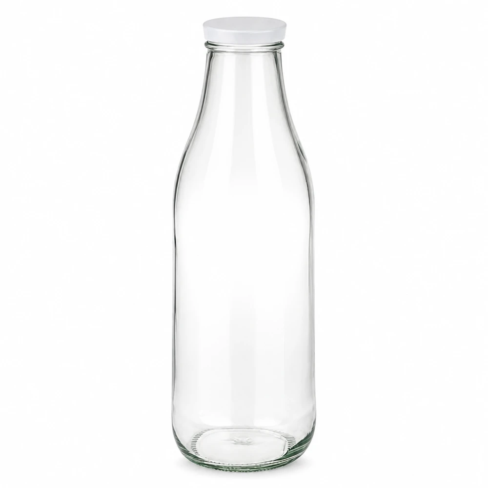 1000ml glazen fles met witte BasicSeal deksel UN-gecertificeerde transparante lege voorraadpot Melkfles