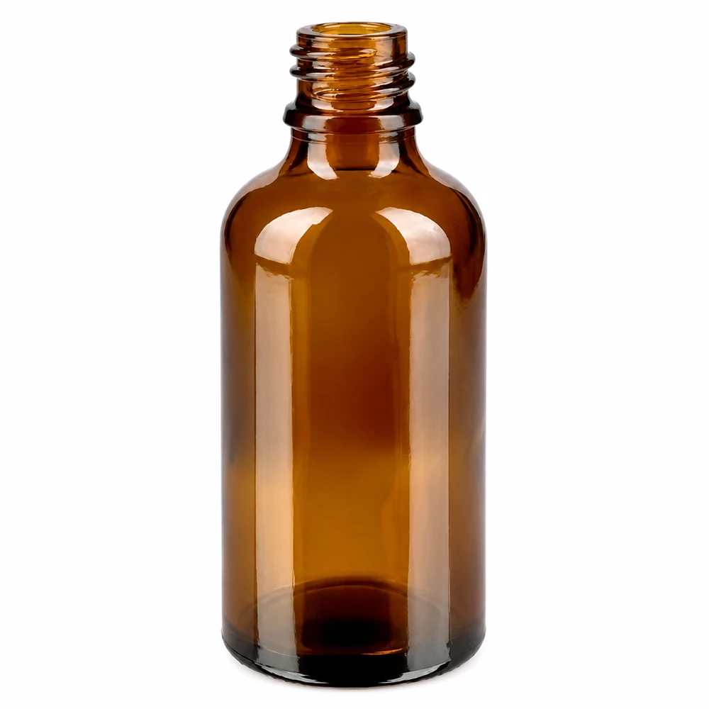50ml fles 11mm SV wit OV BrownLine UT18/50 50ml apothekersfles van amberkleurig glas met 11mm schroefdraad voor lichtgevoelige stoffen