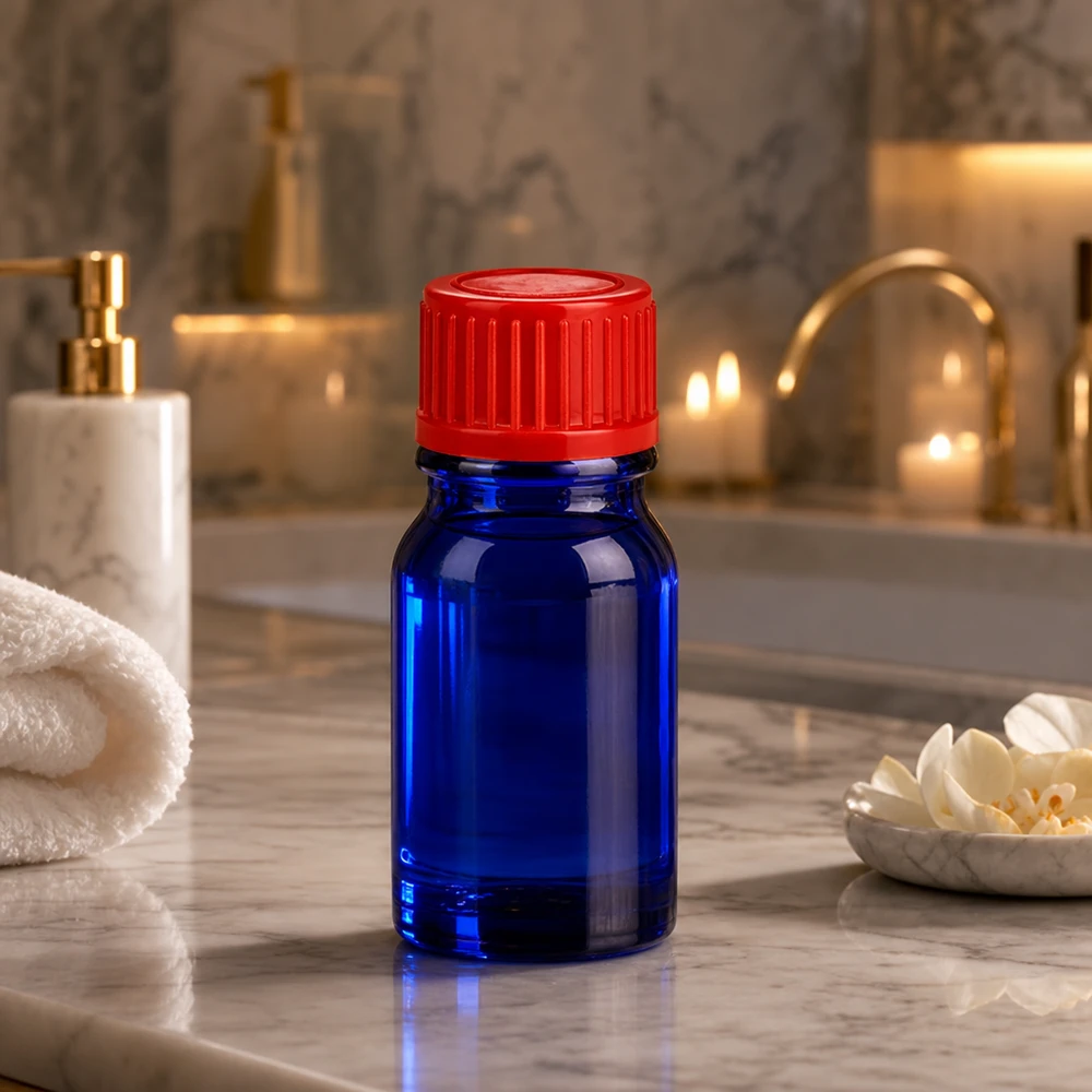 5ml flesje 11mm SV rood STD BlueLine UT18/5 Veelzijdig 5ml BlueLine-glasflesje met ergonomische rode dop voor eenvoudig gebruik