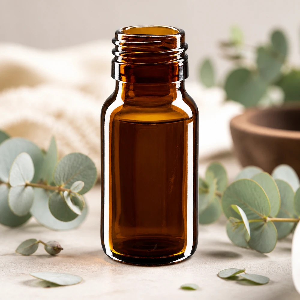 Klein apothekersflesje van 30 ml in amberkleurig glas met PP28 opening voor farmaceutische doeleinden