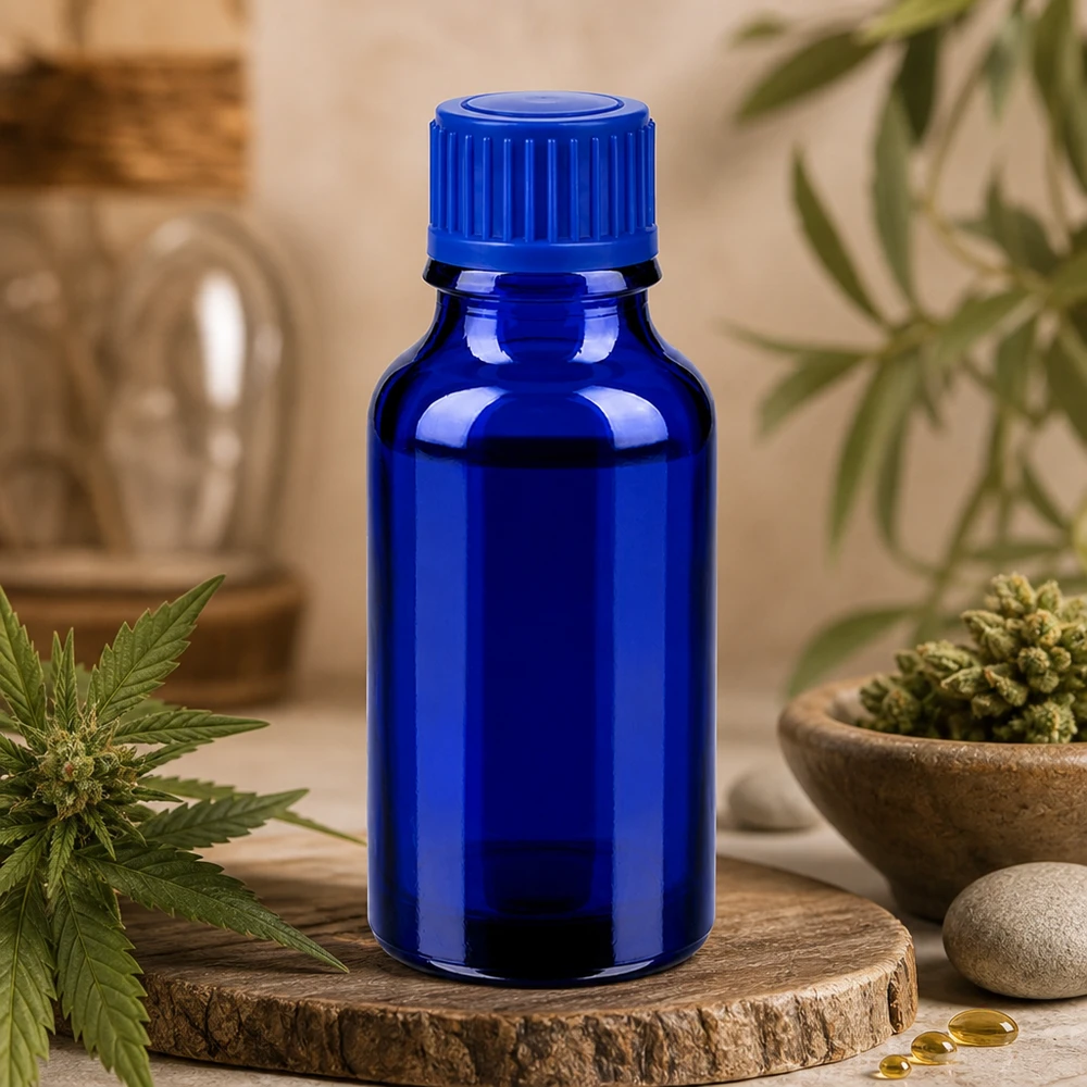 20ml BlueLine glazen fles met UT18/20 schroefdraad - hoogwaardige afwerking voor professioneel gebruik