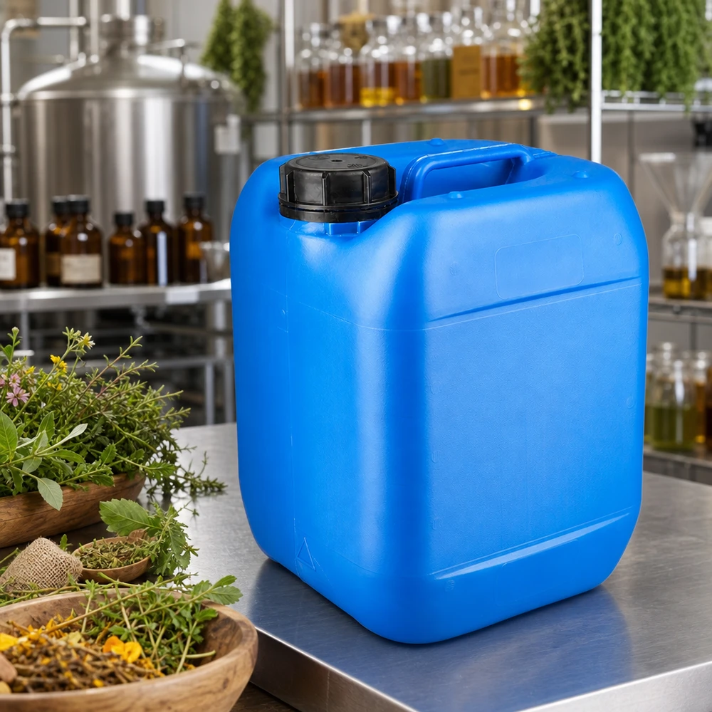 Stevige waterkan van 5 liter, blauw, met OV-schroefdeksel voor kruidenextracten