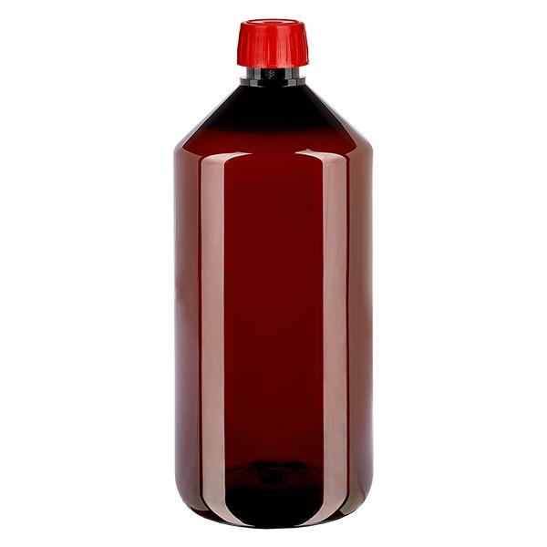 PET fles 1000ml met ontgassingsdop rood PET fles 1000ml met ontgassingsdop rood
