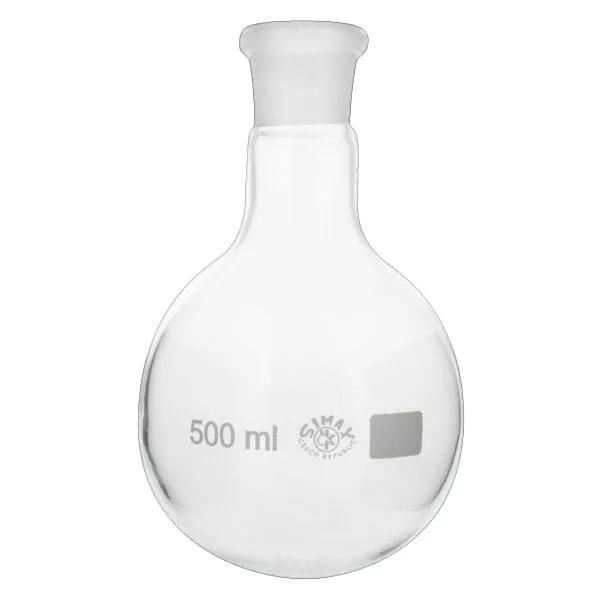 Platbodem kolf 500ml wijde hals borosilicaat met slijpstuk 29/32