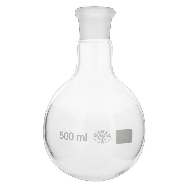 Platbodem kolf 500ml wijde hals borosilicaat met slijpstuk 29/32 Platbodem kolf 500ml wijde hals borosilicaat met slijpstuk 29/32