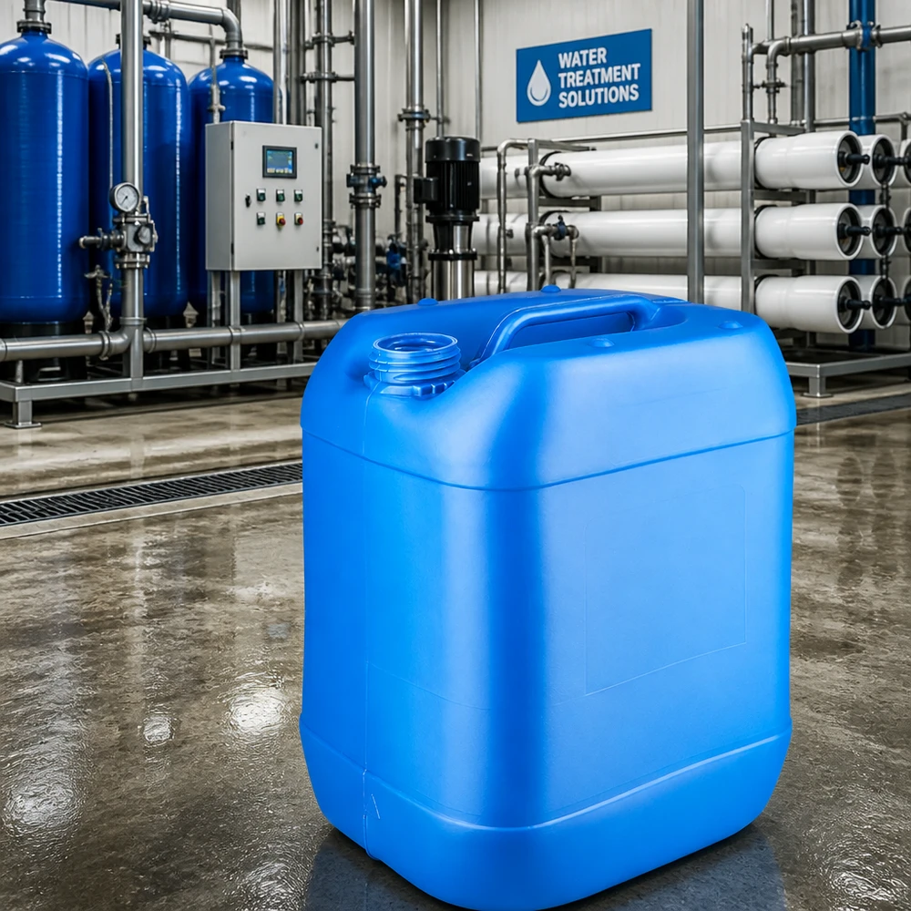 Draagbare blauwe jerrycan van 20 liter zonder deksel voor chemicaliën en schoonmaakmiddelen