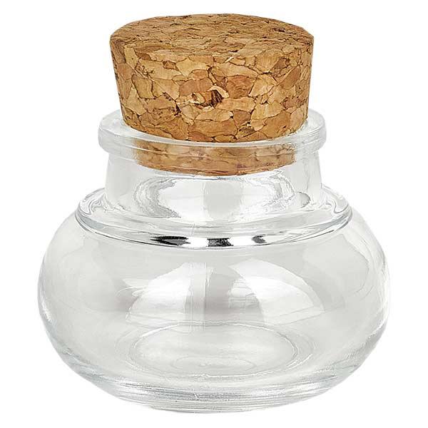 Kurkfles Belly 40ml helder, opening 27 mm, incl. kurk 27.5/31.5 Kurkfles Belly 40ml helder, opening 27 mm, incl. kurk 27.5/31.5
