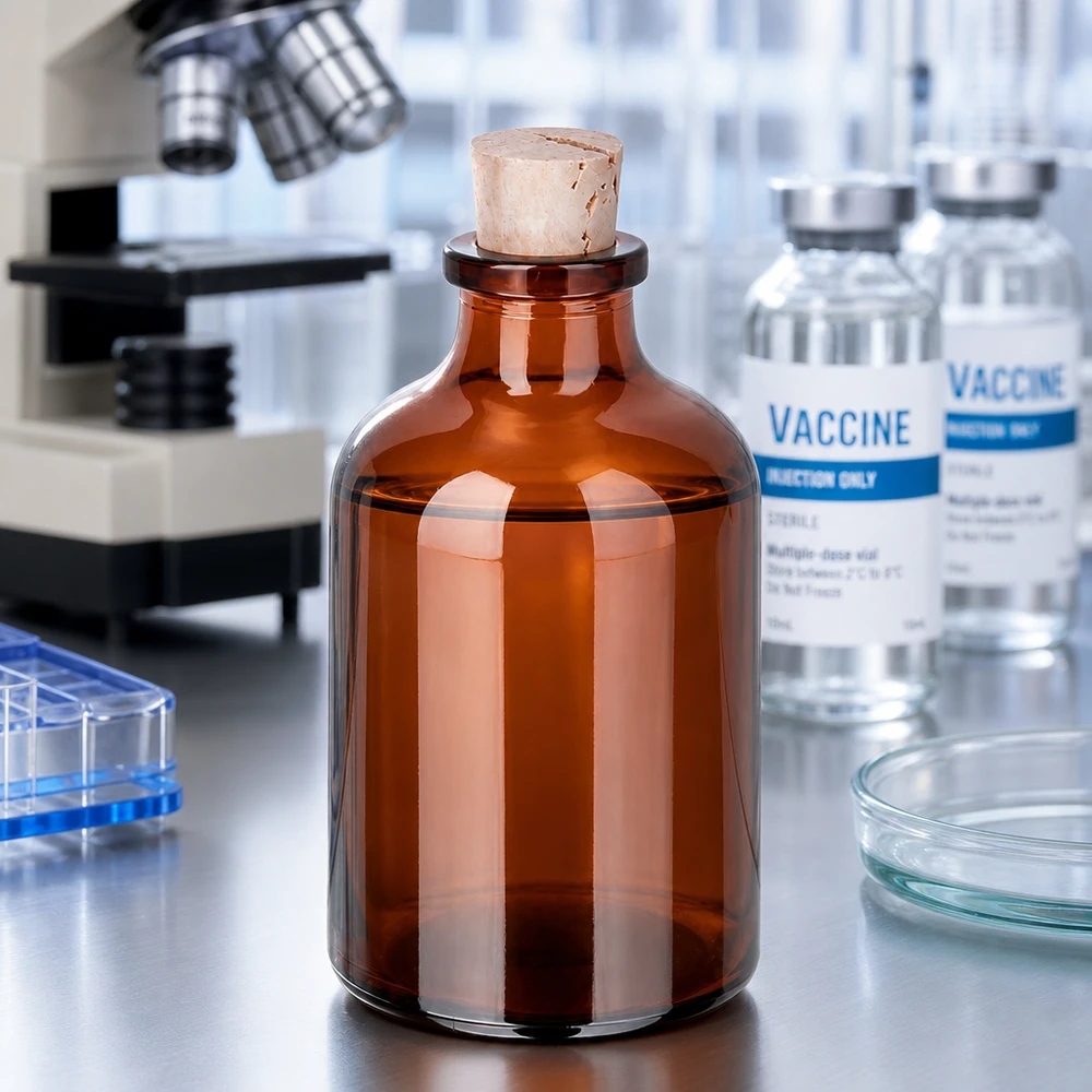 Injectiefles bruin glas 50ml met kurk 11/14mm Braune Vorratsflasche 50ml Laborglas mit konischem Korkverschluss für Flüssigkeiten