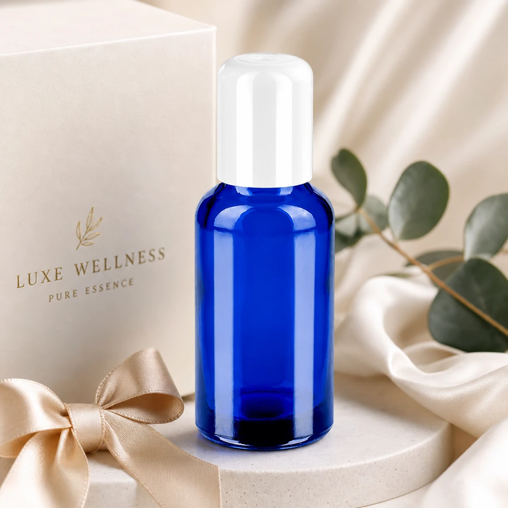 30ml rolfles wit STD BlueLine UT18/30 30ml glazen fles STD BlueLine met roll-on applicator perfect voor parfum en geurolie