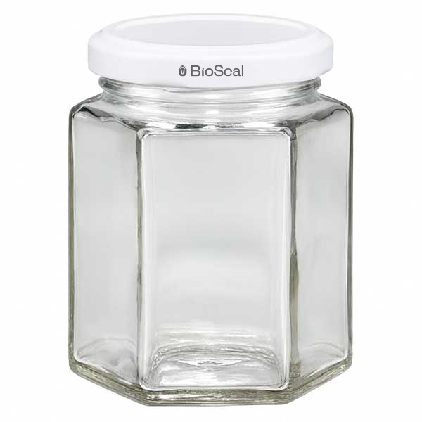 196ml hexaglas met BioSeal deksel wit UNiTWIST