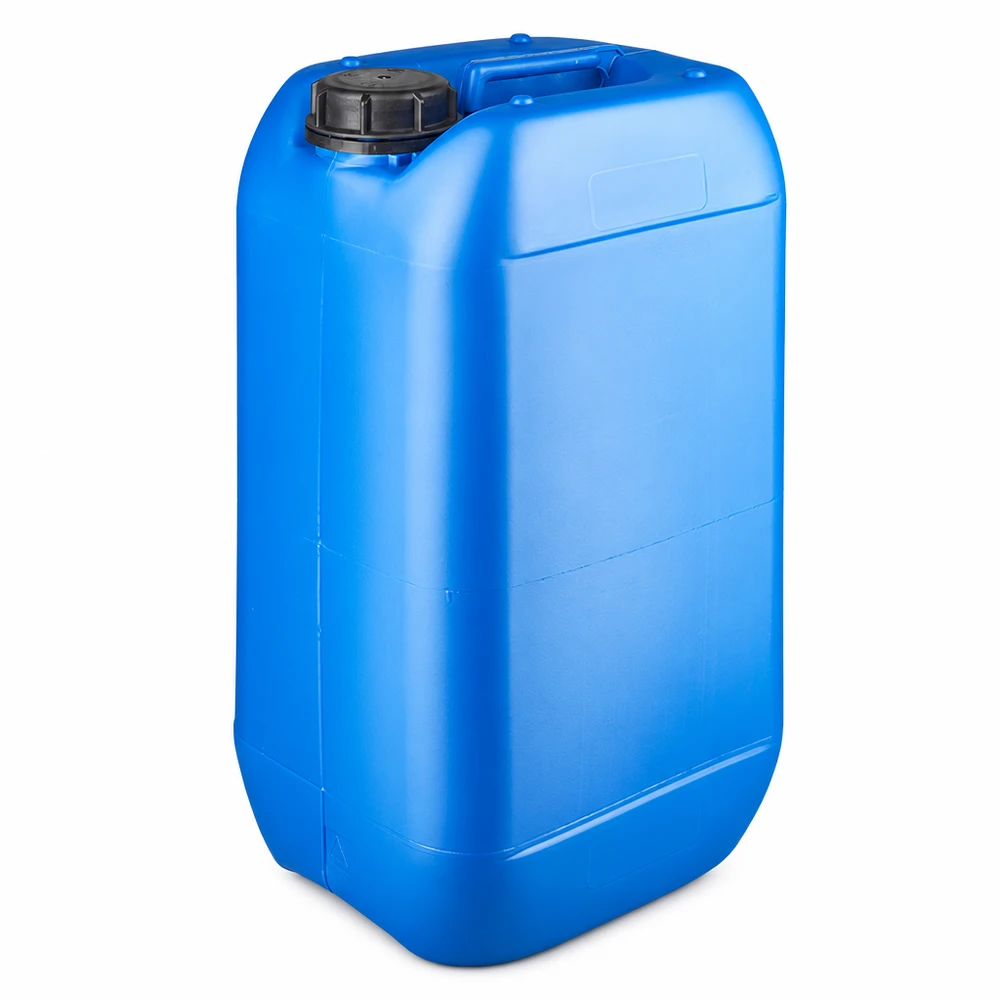 Rechthoekige kunststof jerrycan van 15 liter, blauw, ideaal voor water, brandstof en chemicaliën