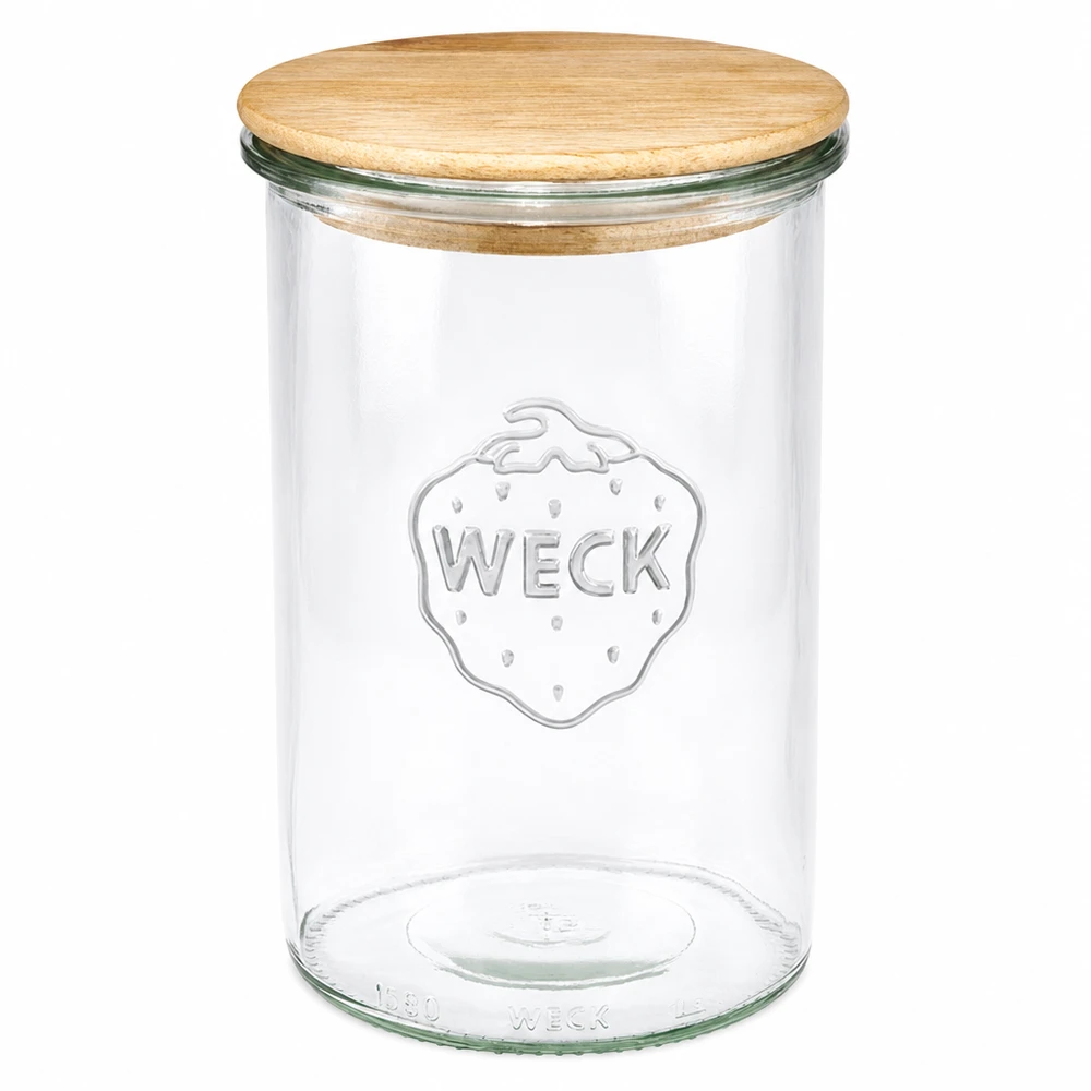 1000ml stortglas WECK RR100 met hout deksel WECK 1000ml RR100 mason jar met houten deksel gemaakt van eikenhout transparante lege mason jar voor opslag