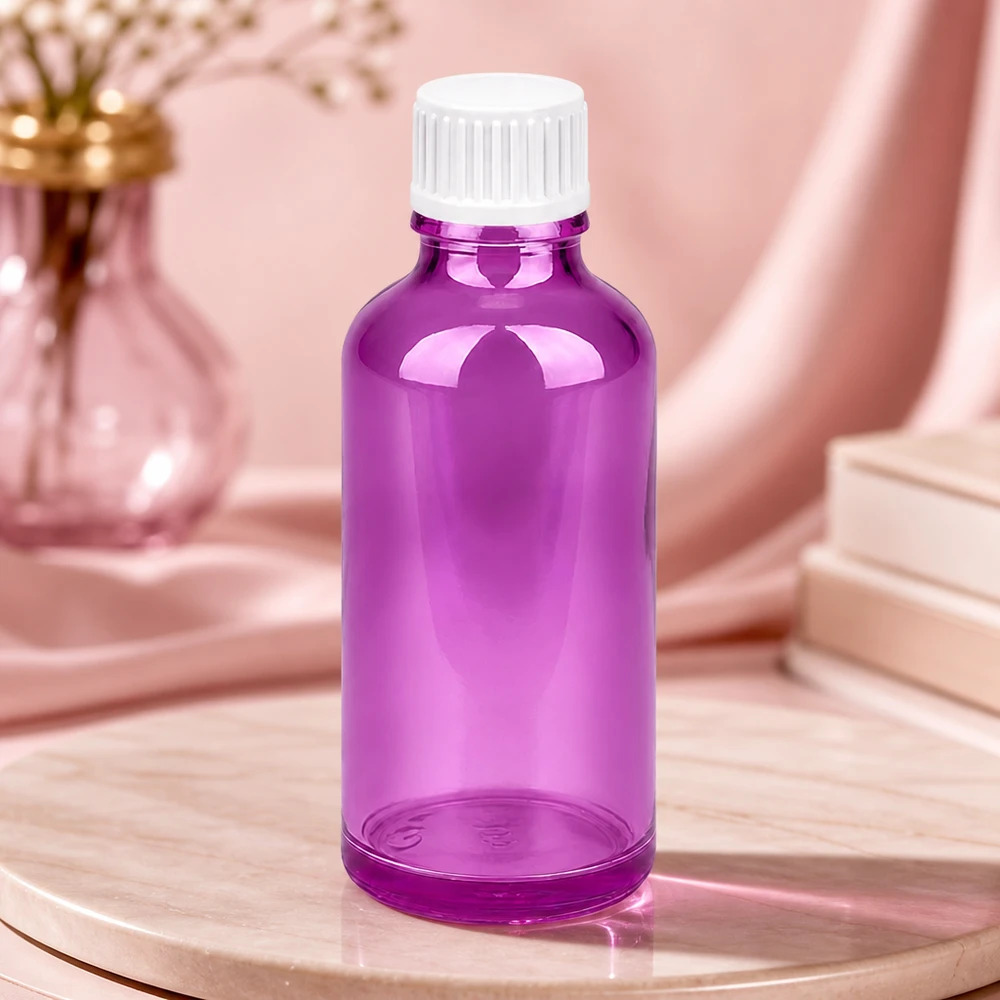 50ml druppelfles 0,9mm wit standaard PurpleLine. UT18/50 Professionele 50ml doseerfles met 0,9mm opening voor laboratoriumtoepassingen in paars