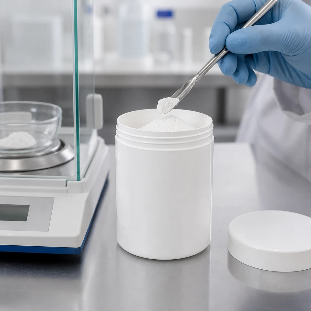 Zalfpot 300 g wit met schroefdeksel wit (PP) Stevige kruik met brede hals, 300 g, van polypropyleen in zuiver wit, voor cosmetische preparaten