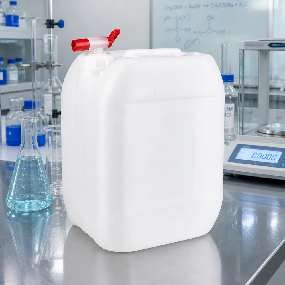 10l jerrycan met aftapkraan, UN-toelating Chemicaliënkanister van 10 liter met handige uitloopkraan voor een veilige dosering in het laboratorium
