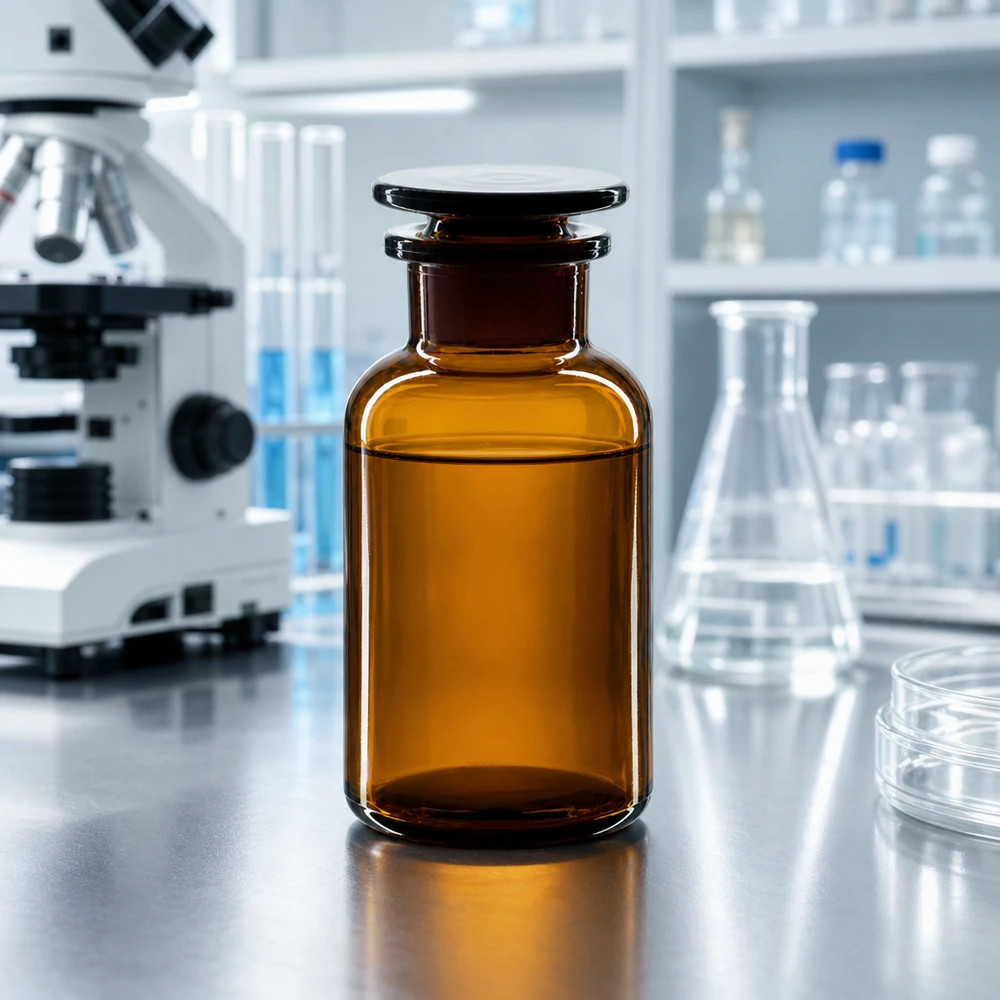 Klassieke fles met ronde schouders, 250 ml, bruin borosilicaatglas, brede hals, laboratoriumglasstop